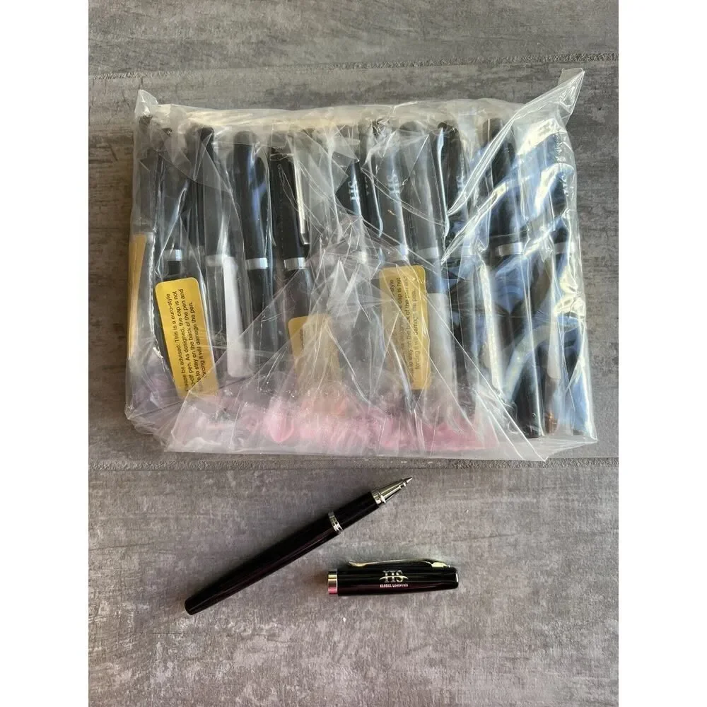 Set of 50 Lot Luxury Executive Beryl Rollerball Pens Black European Style Brass